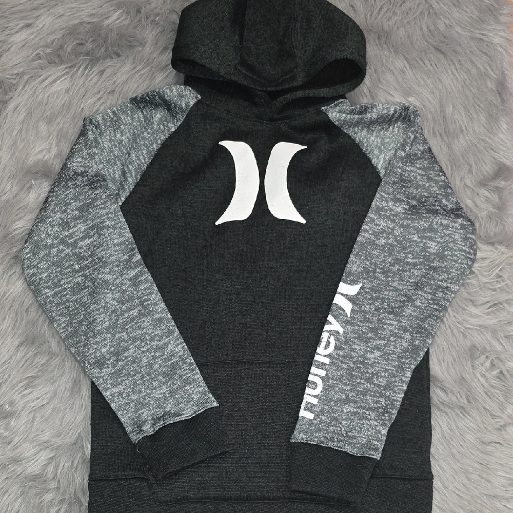 Hurley Youth Charcoal and Heather Gray Hoodie
